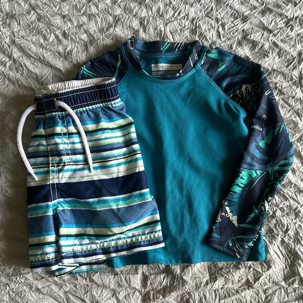 Columbia Teal and Navy Swimwear Set